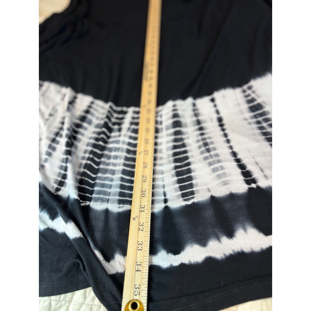 Avenue Plus Size 30/32 Black White Tie Dye Stripe Maxi Skirt Rayon Stretch USA - Picture 2 of 8